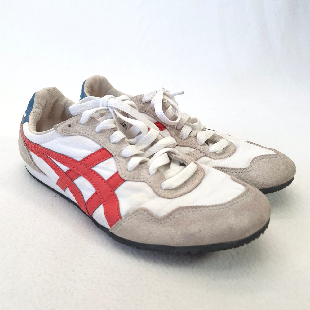 Onitsuka Tiger Serrano White Red Leather Suede Sneakers Mens 5 Womens 6.5